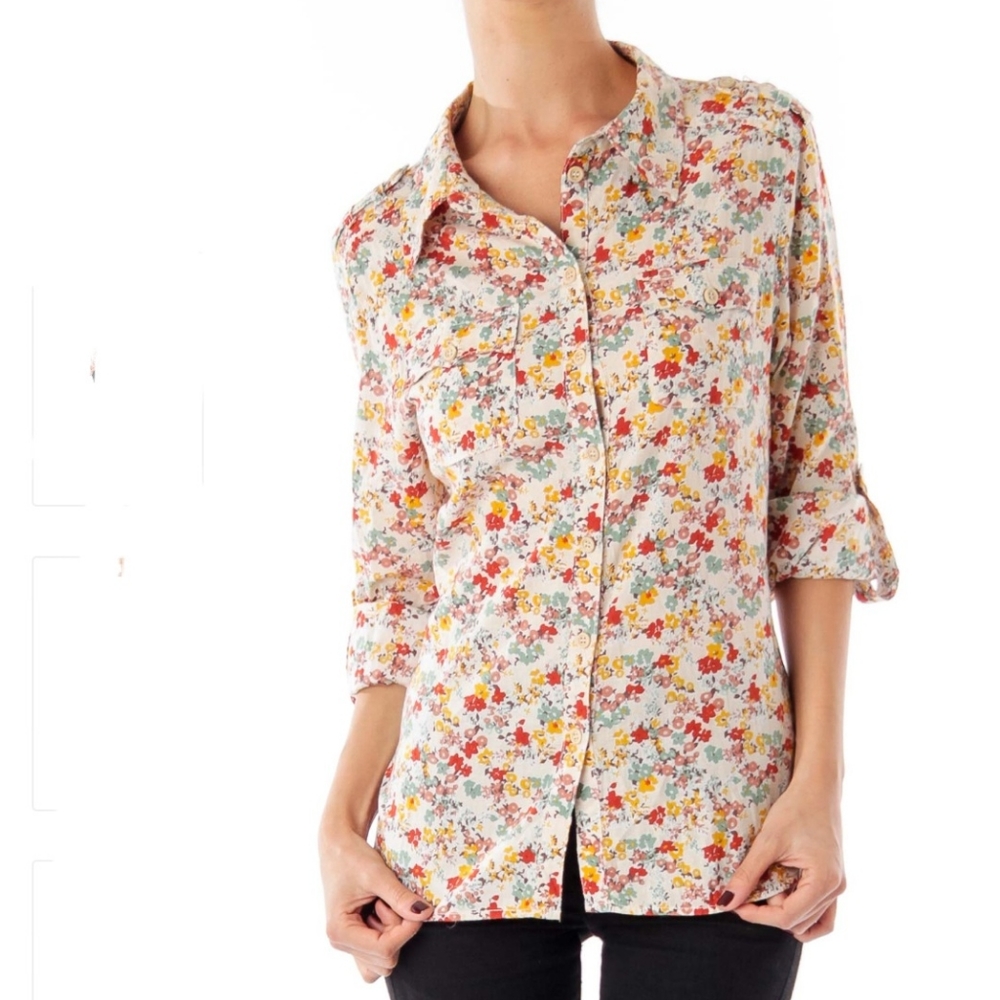 Sanctuary Floral Button Down‎ Top Size Medium